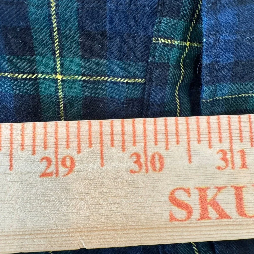 Polo Ralph Lauren Mens Large Plaid Sleepwear Pajama Shirt Navy Green Cotton L